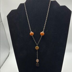Elegant Gold and Orange Beaded Necklace